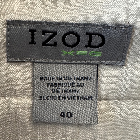 Izod XFG Men's 40 Lightweight Striped Golf Shorts Beige/Tan Outdoor Performance - Picture 2 of 14